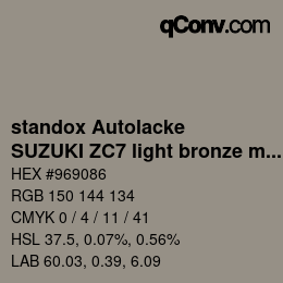 Código de color: standox Autolacke - SUZUKI ZC7 light bronze mist | qconv.com