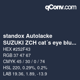 Code couleur: standox Autolacke - SUZUKI ZCH cat´s eye blue 4 OEM 2006 | qconv.com