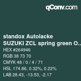 Farbcode: standox Autolacke - SUZUKI ZCL spring green OEM 2006 | qconv.com