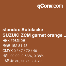 Farbcode: standox Autolacke - SUZUKI ZCM garnet orange OEM 2006 | qconv.com