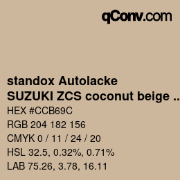 カラーコード: standox Autolacke - SUZUKI ZCS coconut beige OEM 2006 | qconv.com