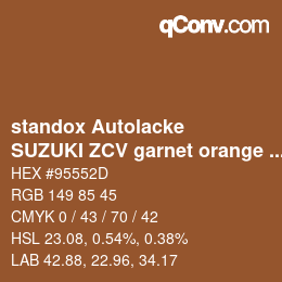 カラーコード: standox Autolacke - SUZUKI ZCV garnet orange OEM 2006 | qconv.com