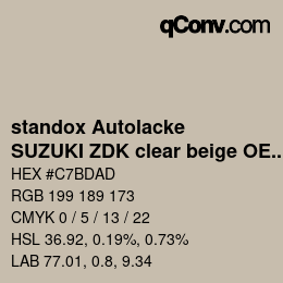 Color code: standox Autolacke - SUZUKI ZDK clear beige OEM 2006 | qconv.com