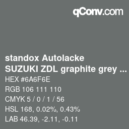 Code couleur: standox Autolacke - SUZUKI ZDL graphite grey OEM 2006 | qconv.com