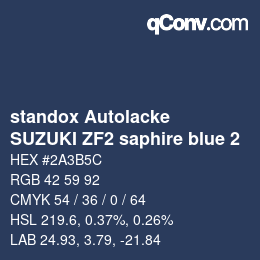 Color code: standox Autolacke - SUZUKI ZF2 saphire blue 2 | qconv.com