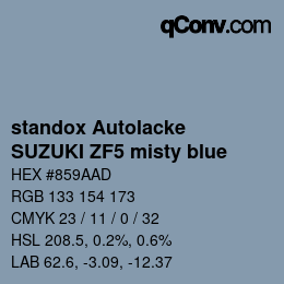Farbcode: standox Autolacke - SUZUKI ZF5 misty blue | qconv.com