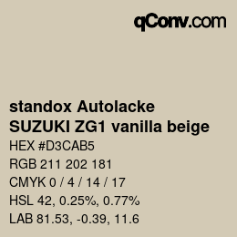 Code couleur: standox Autolacke - SUZUKI ZG1 vanilla beige | qconv.com