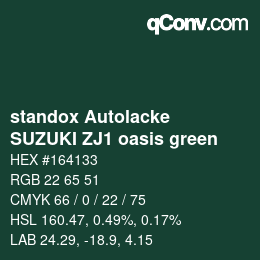Color code: standox Autolacke - SUZUKI ZJ1 oasis green | qconv.com
