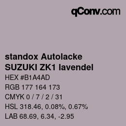 Color code: standox Autolacke - SUZUKI ZK1 lavendel | qconv.com