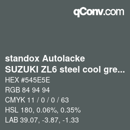 カラーコード: standox Autolacke - SUZUKI ZL6 steel cool grey | qconv.com
