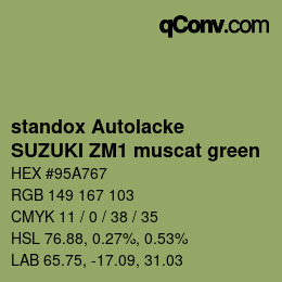 Color code: standox Autolacke - SUZUKI ZM1 muscat green | qconv.com