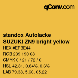 Código de color: standox Autolacke - SUZUKI ZN9 bright yellow | qconv.com