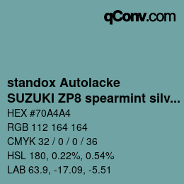Farbcode: standox Autolacke - SUZUKI ZP8 spearmint silver OEM 2006 | qconv.com