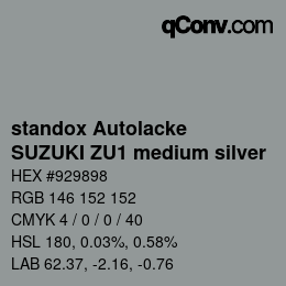 Código de color: standox Autolacke - SUZUKI ZU1 medium silver | qconv.com