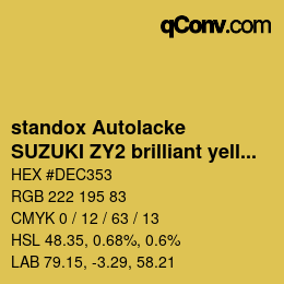 Código de color: standox Autolacke - SUZUKI ZY2 brilliant yellow | qconv.com