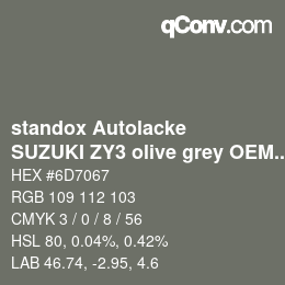 Code couleur: standox Autolacke - SUZUKI ZY3 olive grey OEM 2005 | qconv.com