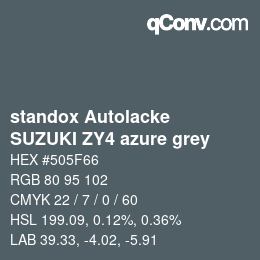 Código de color: standox Autolacke - SUZUKI ZY4 azure grey | qconv.com
