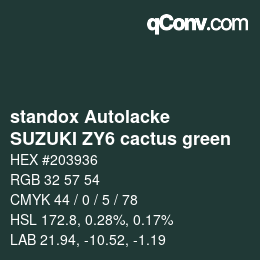 Código de color: standox Autolacke - SUZUKI ZY6 cactus green | qconv.com
