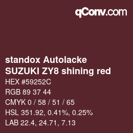 Color code: standox Autolacke - SUZUKI ZY8 shining red | qconv.com