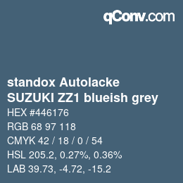 Color code: standox Autolacke - SUZUKI ZZ1 blueish grey | qconv.com