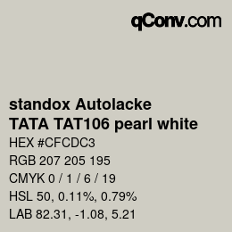 カラーコード: standox Autolacke - TATA TAT106 pearl white | qconv.com