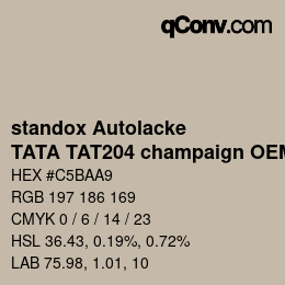 Código de color: standox Autolacke - TATA TAT204 champaign OEM 2005 | qconv.com