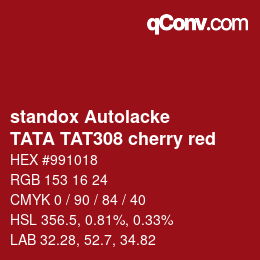 Color code: standox Autolacke - TATA TAT308 cherry red | qconv.com