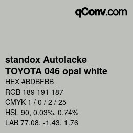 Color code: standox Autolacke - TOYOTA 046 opal white | qconv.com