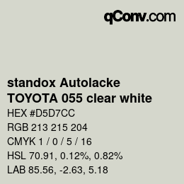 Farbcode: standox Autolacke - TOYOTA 055 clear white | qconv.com