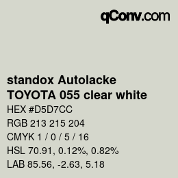 Color code: standox Autolacke - TOYOTA 055 clear white | qconv.com