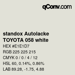 Código de color: standox Autolacke - TOYOTA 058 white | qconv.com