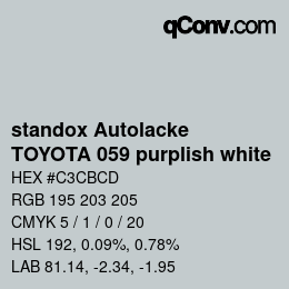 Color code: standox Autolacke - TOYOTA 059 purplish white | qconv.com