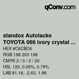 カラーコード: standox Autolacke - TOYOTA 066 ivory crystal shine | qconv.com