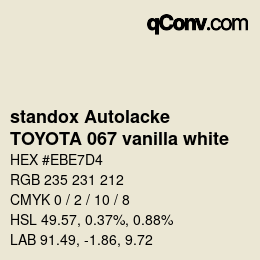 カラーコード: standox Autolacke - TOYOTA 067 vanilla white | qconv.com