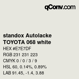 Farbcode: standox Autolacke - TOYOTA 068 white | qconv.com