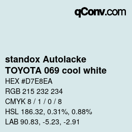 Código de color: standox Autolacke - TOYOTA 069 cool white | qconv.com
