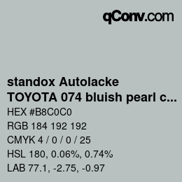 Farbcode: standox Autolacke - TOYOTA 074 bluish pearl chrystal OEM 2006 | qconv.com