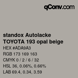 カラーコード: standox Autolacke - TOYOTA 193 opal beige | qconv.com