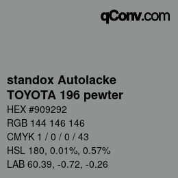 Color code: standox Autolacke - TOYOTA 196 pewter | qconv.com