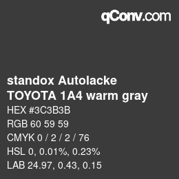 Color code: standox Autolacke - TOYOTA 1A4 warm gray | qconv.com