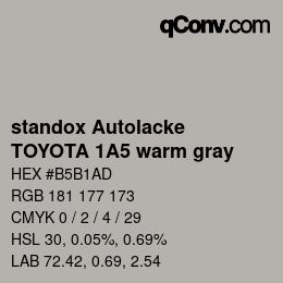 Farbcode: standox Autolacke - TOYOTA 1A5 warm gray | qconv.com