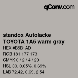 Code couleur: standox Autolacke - TOYOTA 1A5 warm gray | qconv.com