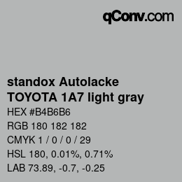 Color code: standox Autolacke - TOYOTA 1A7 light gray | qconv.com