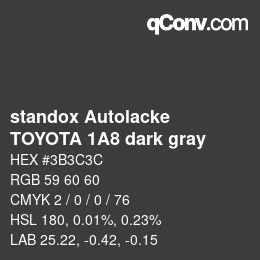 Code couleur: standox Autolacke - TOYOTA 1A8 dark gray | qconv.com