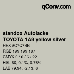 Color code: standox Autolacke - TOYOTA 1A9 yellow silver | qconv.com