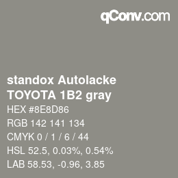 Color code: standox Autolacke - TOYOTA 1B2 gray | qconv.com