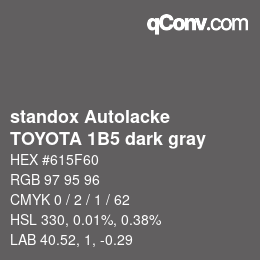 Color code: standox Autolacke - TOYOTA 1B5 dark gray | qconv.com