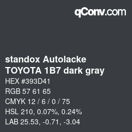 Color code: standox Autolacke - TOYOTA 1B7 dark gray | qconv.com