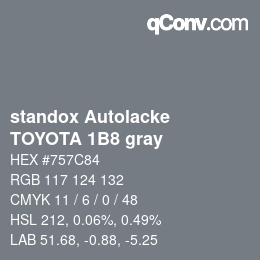 Color code: standox Autolacke - TOYOTA 1B8 gray | qconv.com