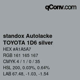 Color code: standox Autolacke - TOYOTA 1D6 silver | qconv.com